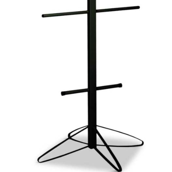 NECKLACE OR SCARF STAND, BLACK STEEL, 3 LONG RODS, 2 SHORT RODS, 1 ROUND HOLDER - Picture 3 of 5